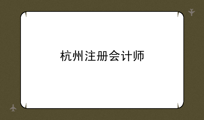 杭州注册会计师