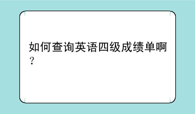 如何查询英语四级成绩单啊？