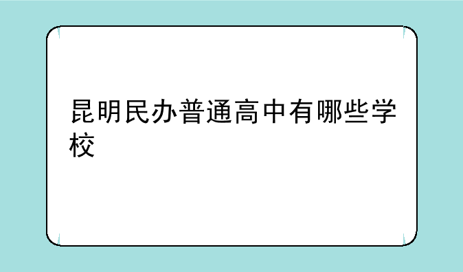 昆明民办普通高中有哪些学校