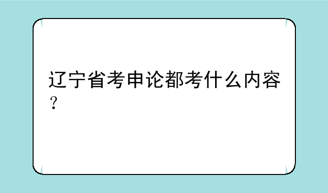 辽宁省考申论都考什么内容？