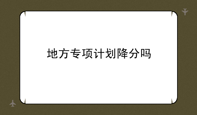 地方专项计划降分吗
