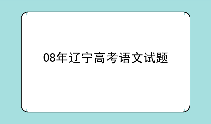 08年辽宁高考语文试题