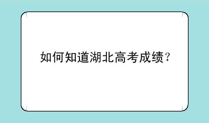 如何知道湖北高考成绩？