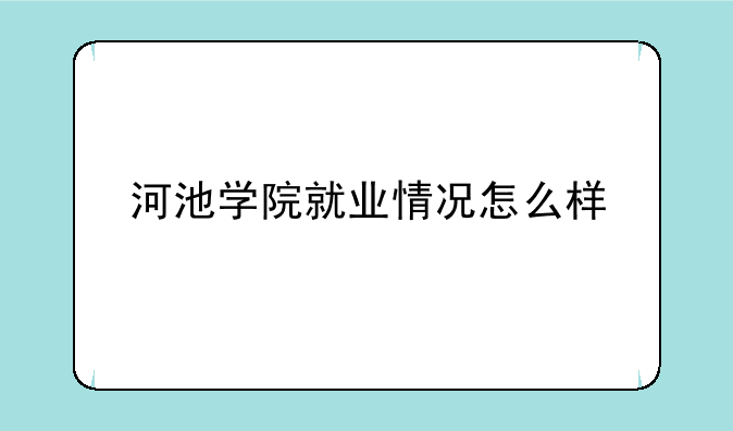 河池学院就业情况怎么样