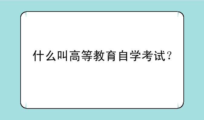 什么叫高等教育自学考试？