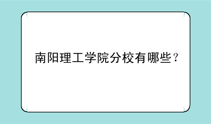 南阳理工学院分校有哪些？