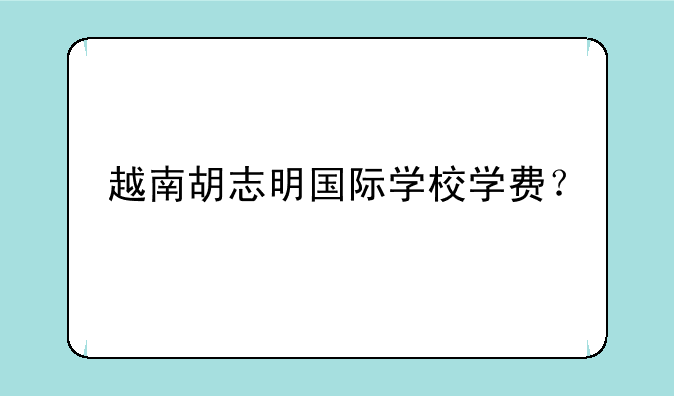 越南胡志明国际学校学费？