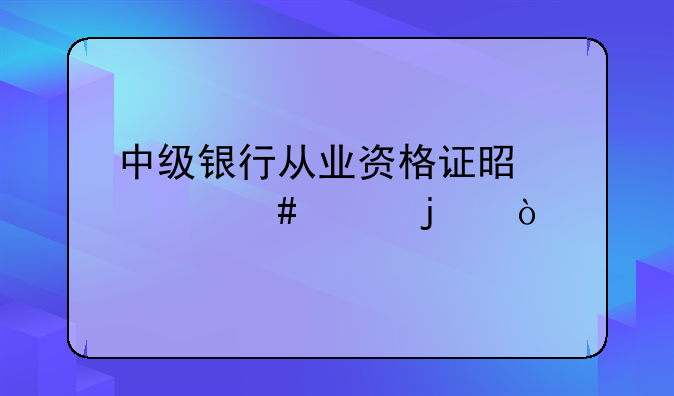 中级银行从业资格证是什么样的？