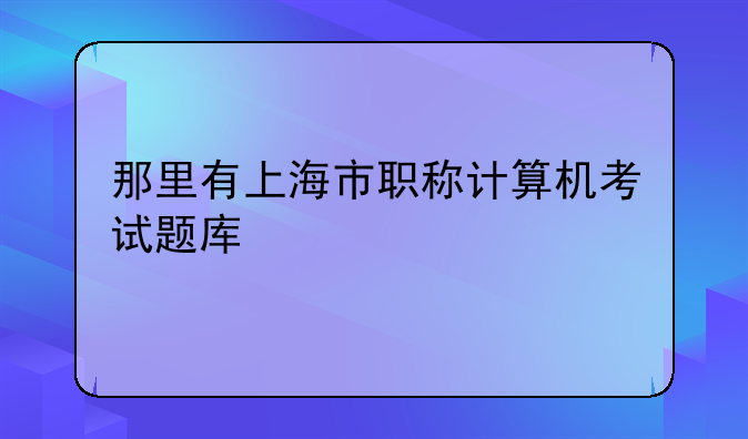 那里有上海市职称计算机考试题库