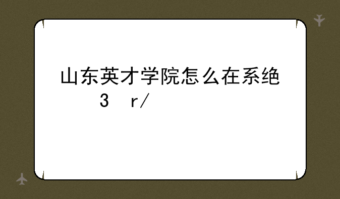 山东英才学院怎么在系统里看补考信息