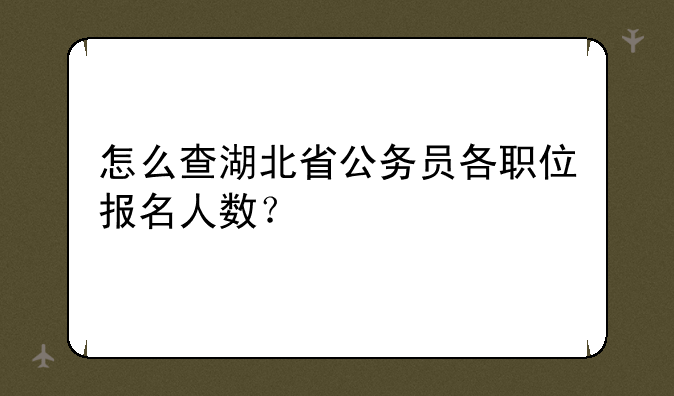 怎么查湖北省公务员各职位报名人数？
