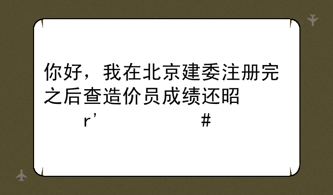 你好，我在北京建委注册完之后查造价员成绩还是没有什么情况