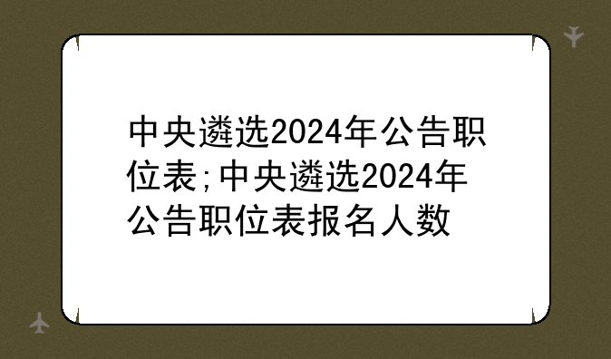 中央遴选2024年公告职位表;中央遴选2024年公告职位表报名人数