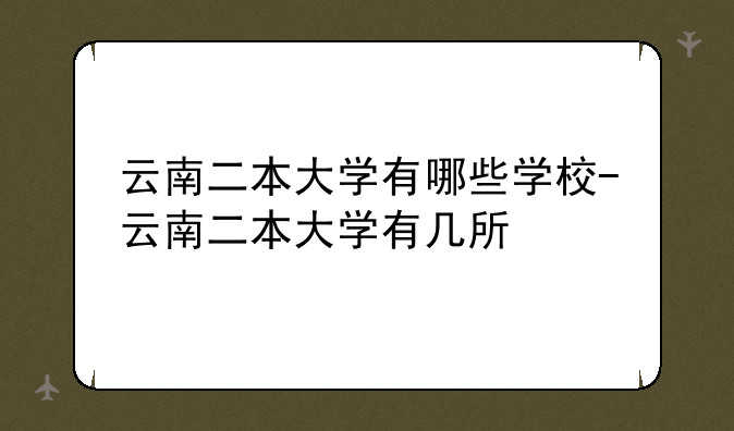 云南二本大学有哪些学校-云南二本大学有几所