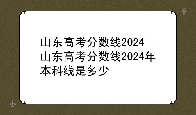 山东高考分数线2024—山东高考分数线2024年本科线是多少