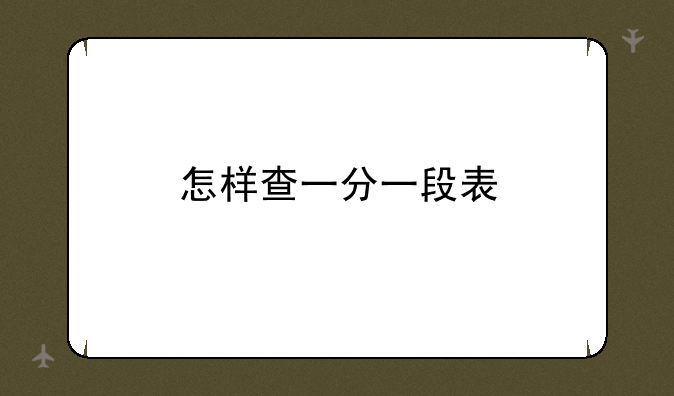 怎样查一分一段表